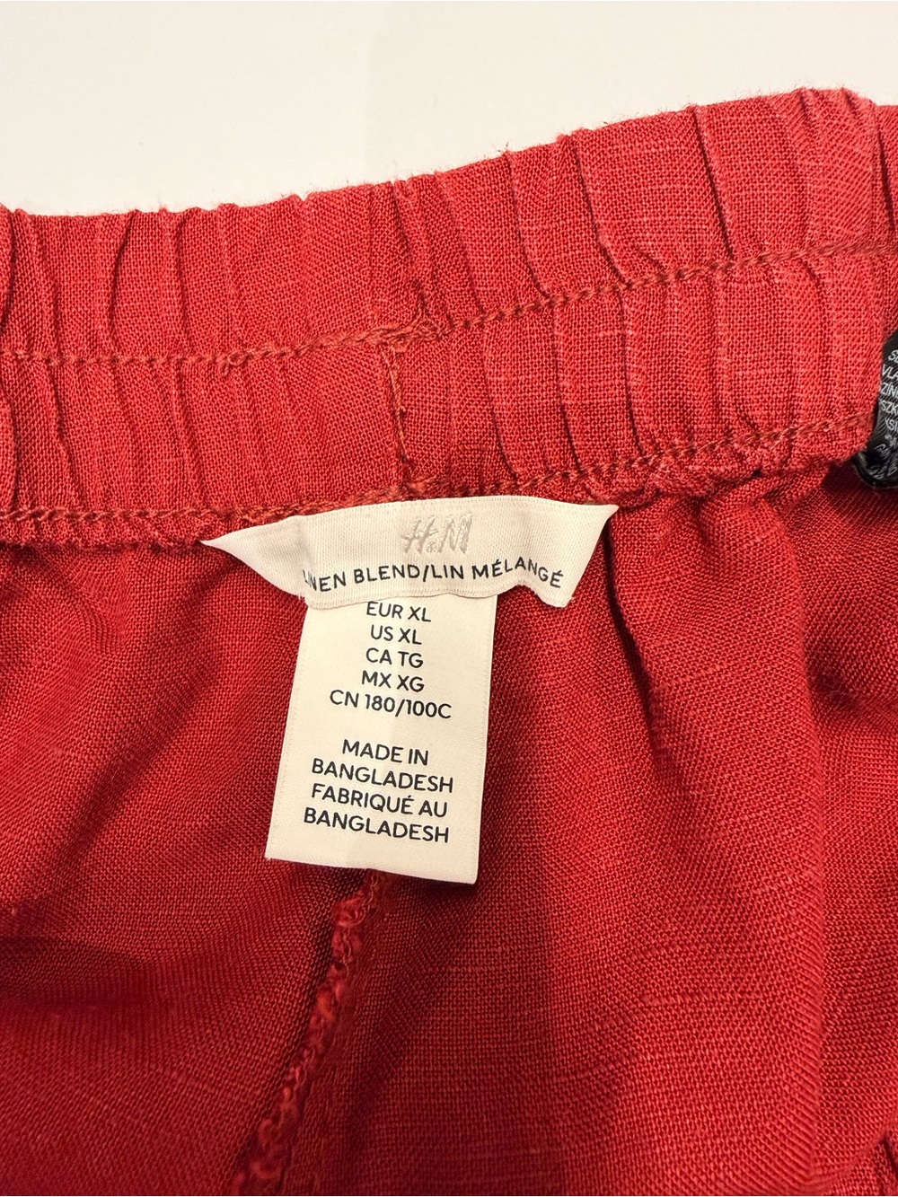 H&M Red Drawstring Linen blend Pants - Picture 8 of 9